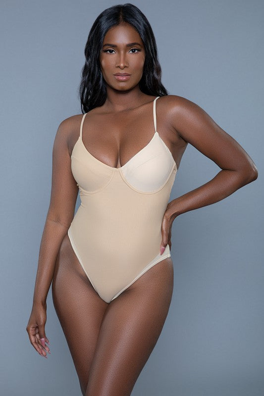 Charlotte Swimsuit in nude with thin straps and underwire cups