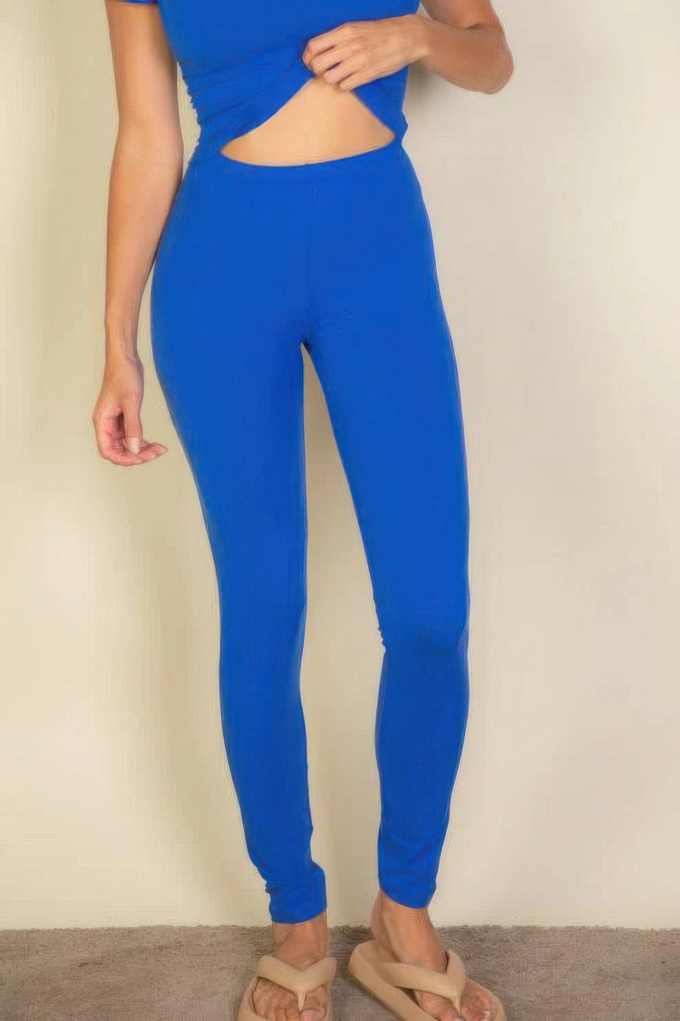 Blue Basic Solid Leggings