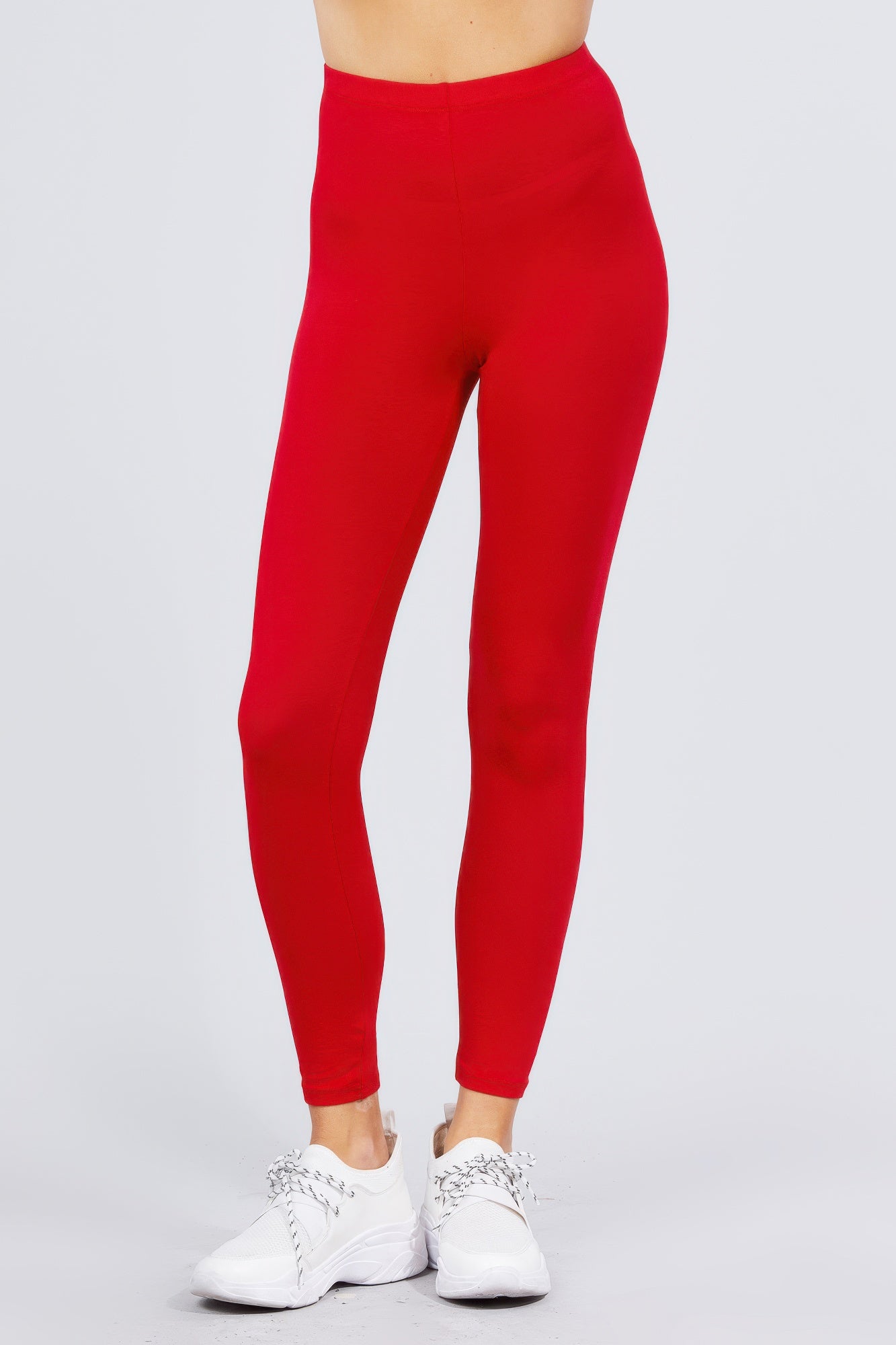 Red Cotton Spandex Leggings