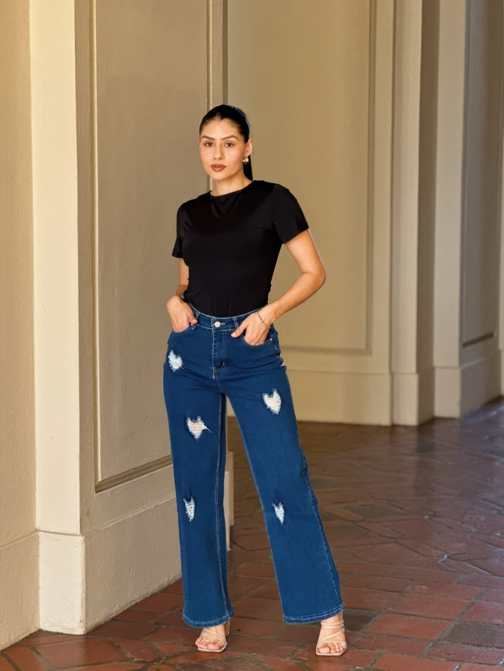 Embroidered Wide Leg Jeans – Distressed Heart Denim