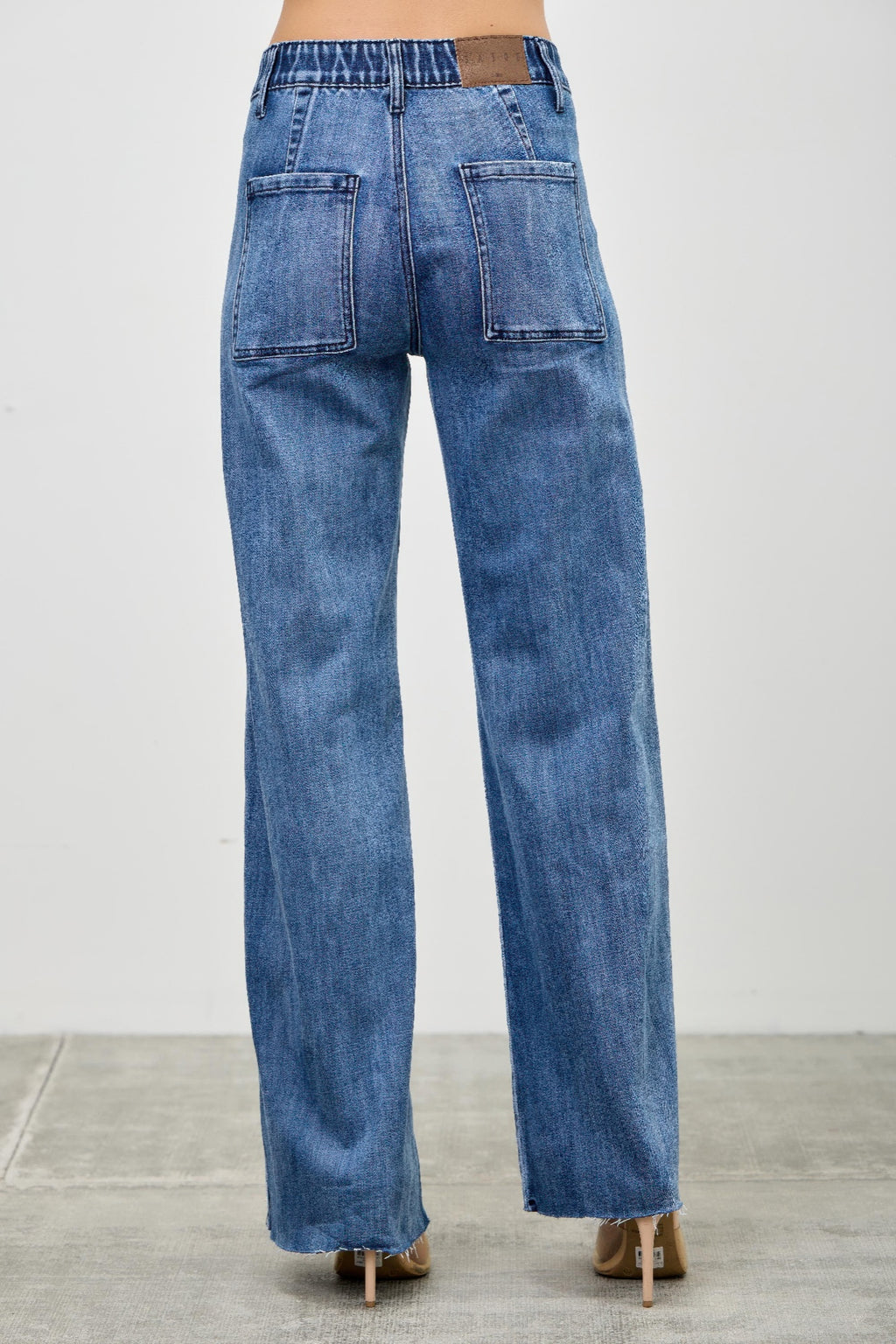 High Rise Straight Jeans with Front Line Detail, back view