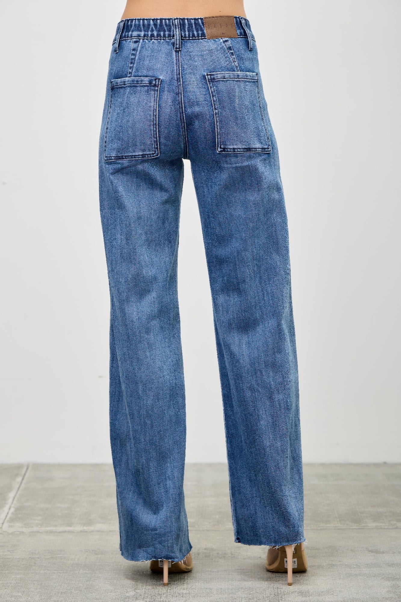 High Rise Straight Jeans with Front Line Detail, back view