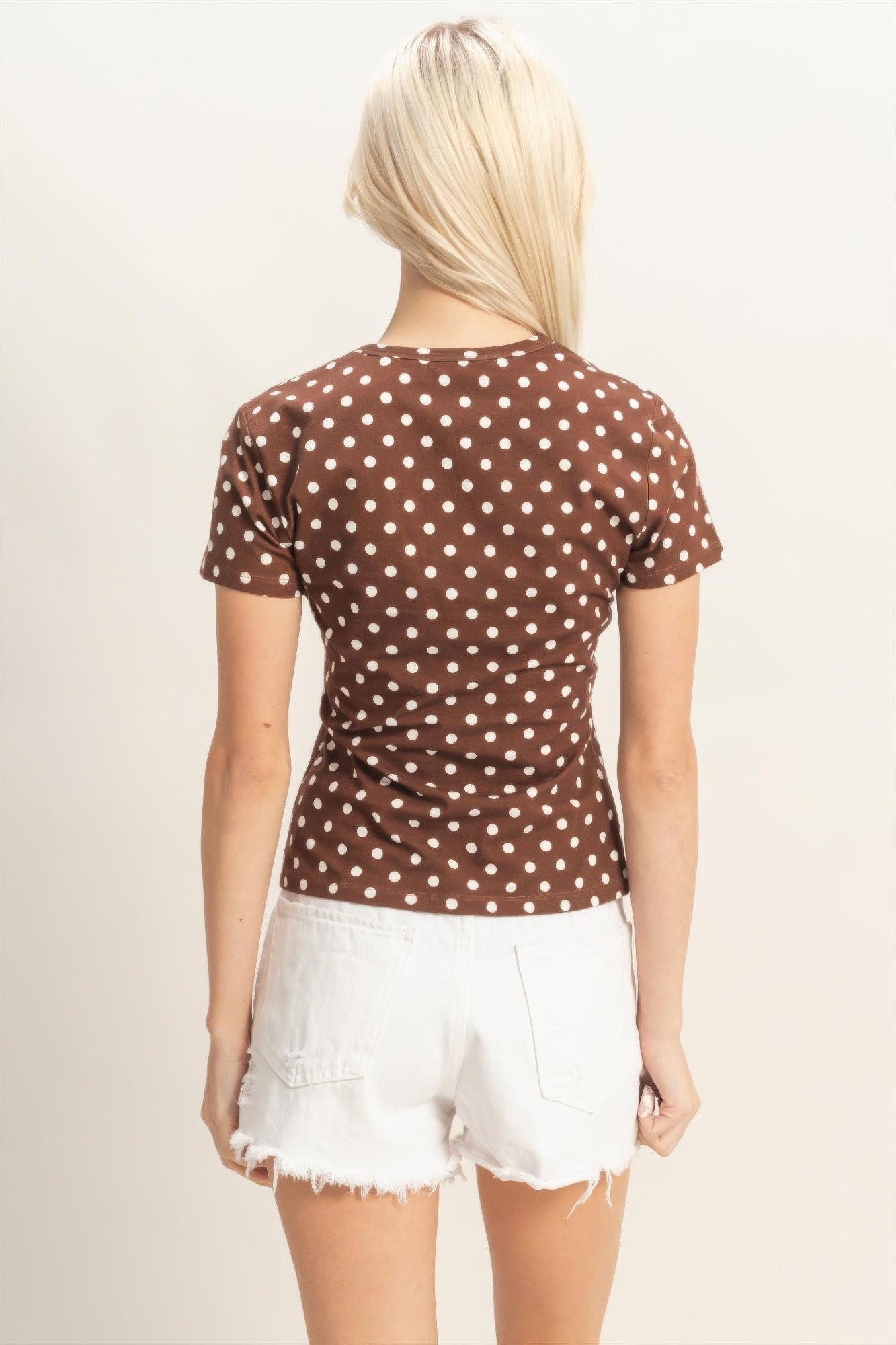 Cocoa Mocha Polka Dot Top, back view