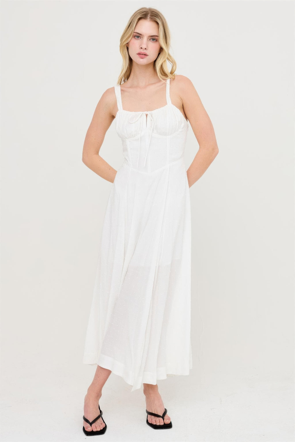 Pure White Corset-Detail Maxi Dress
