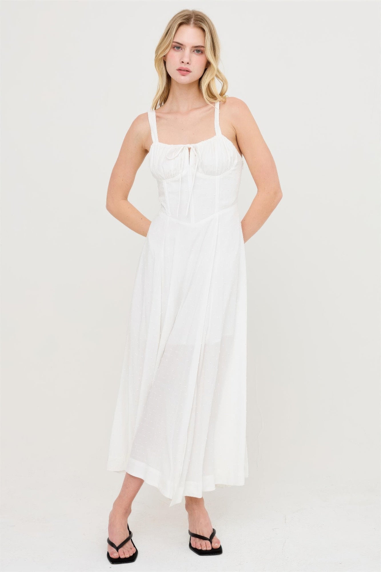Pure White Corset-Detail Maxi Dress