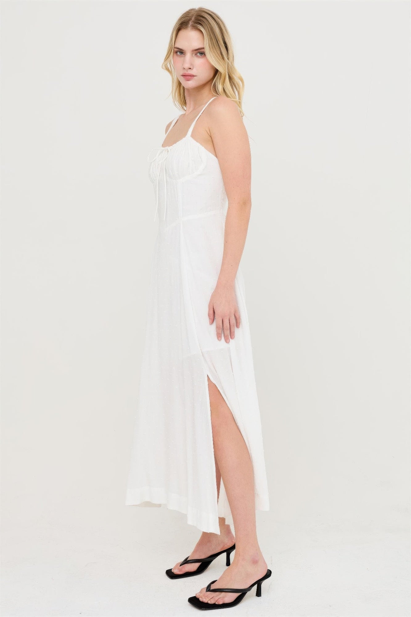 Pure White Corset-Detail Maxi Dress