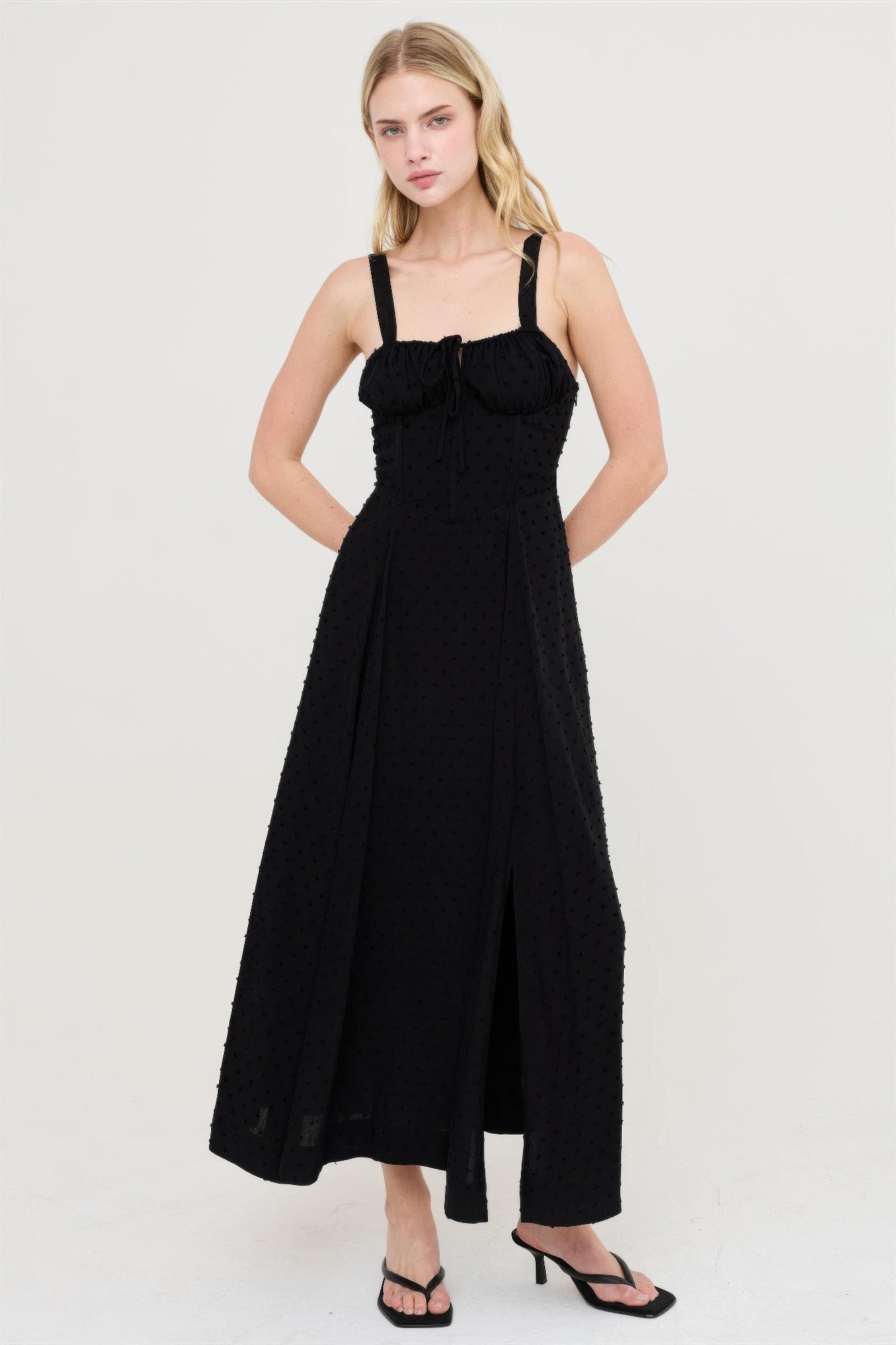 Ink Black Lace-Up Back Maxi Dress