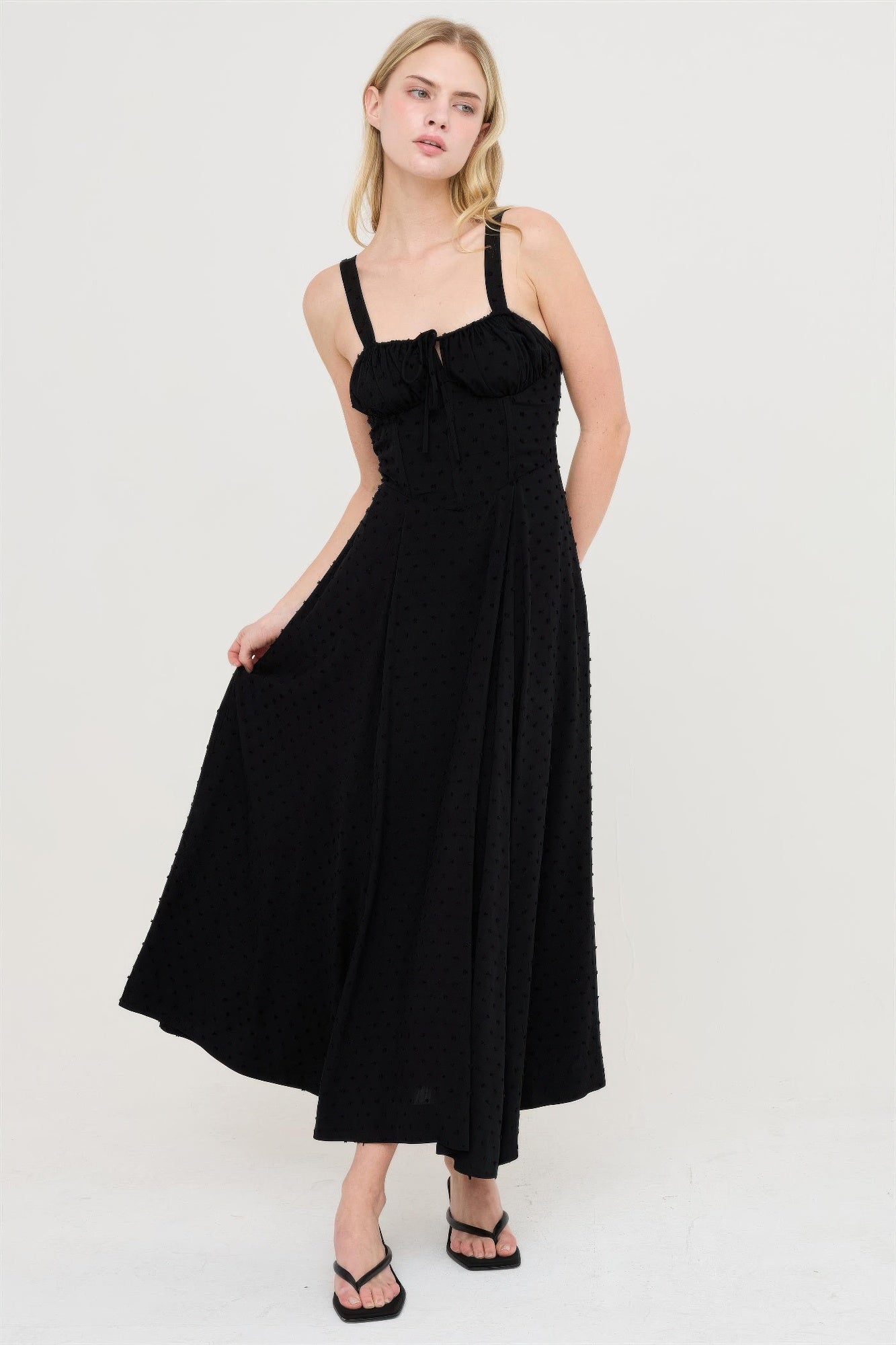 Ink Black Lace-Up Back Maxi Dress