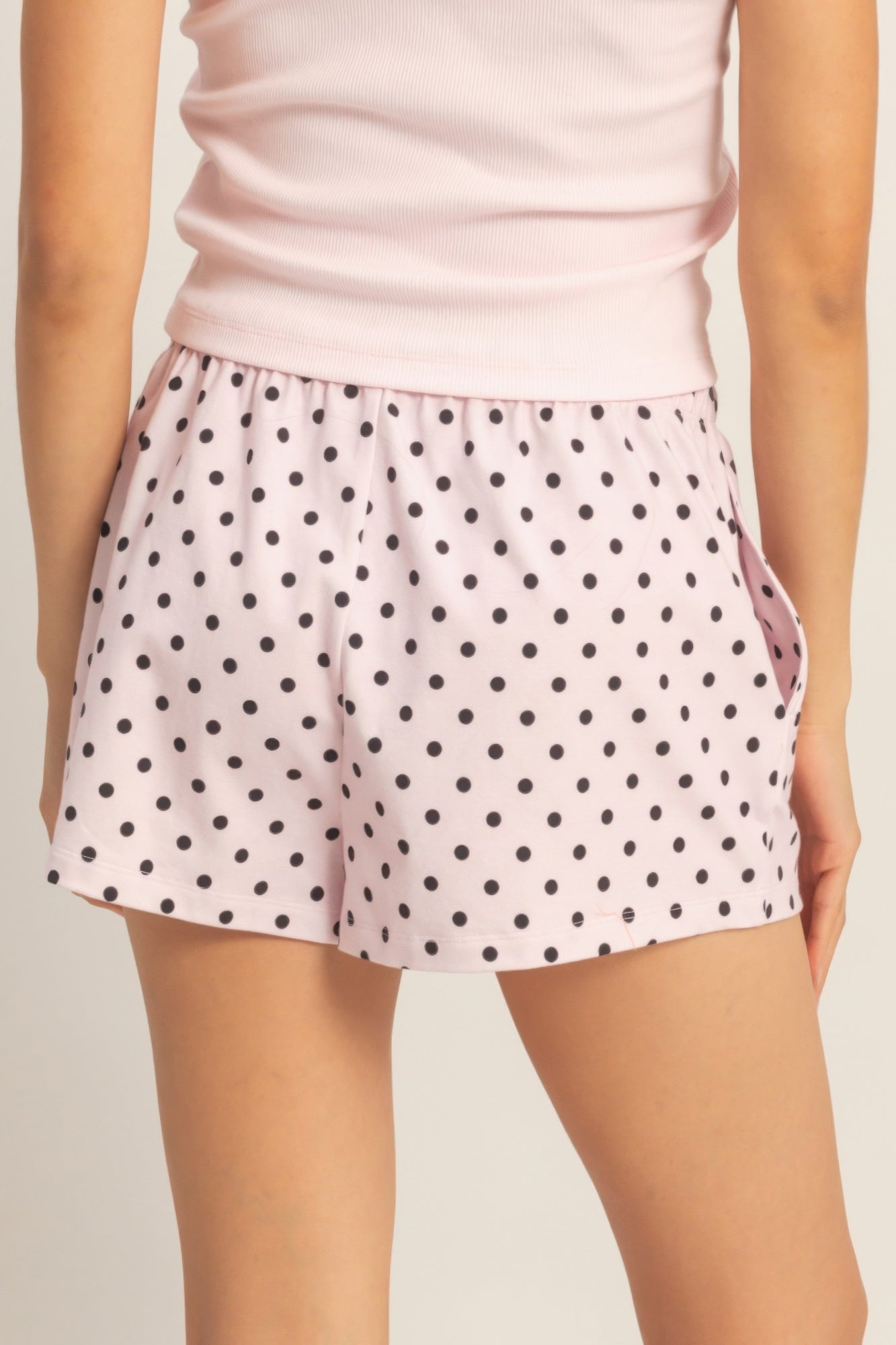 Blush Porcelain Polka Dot Drawstring Shorts