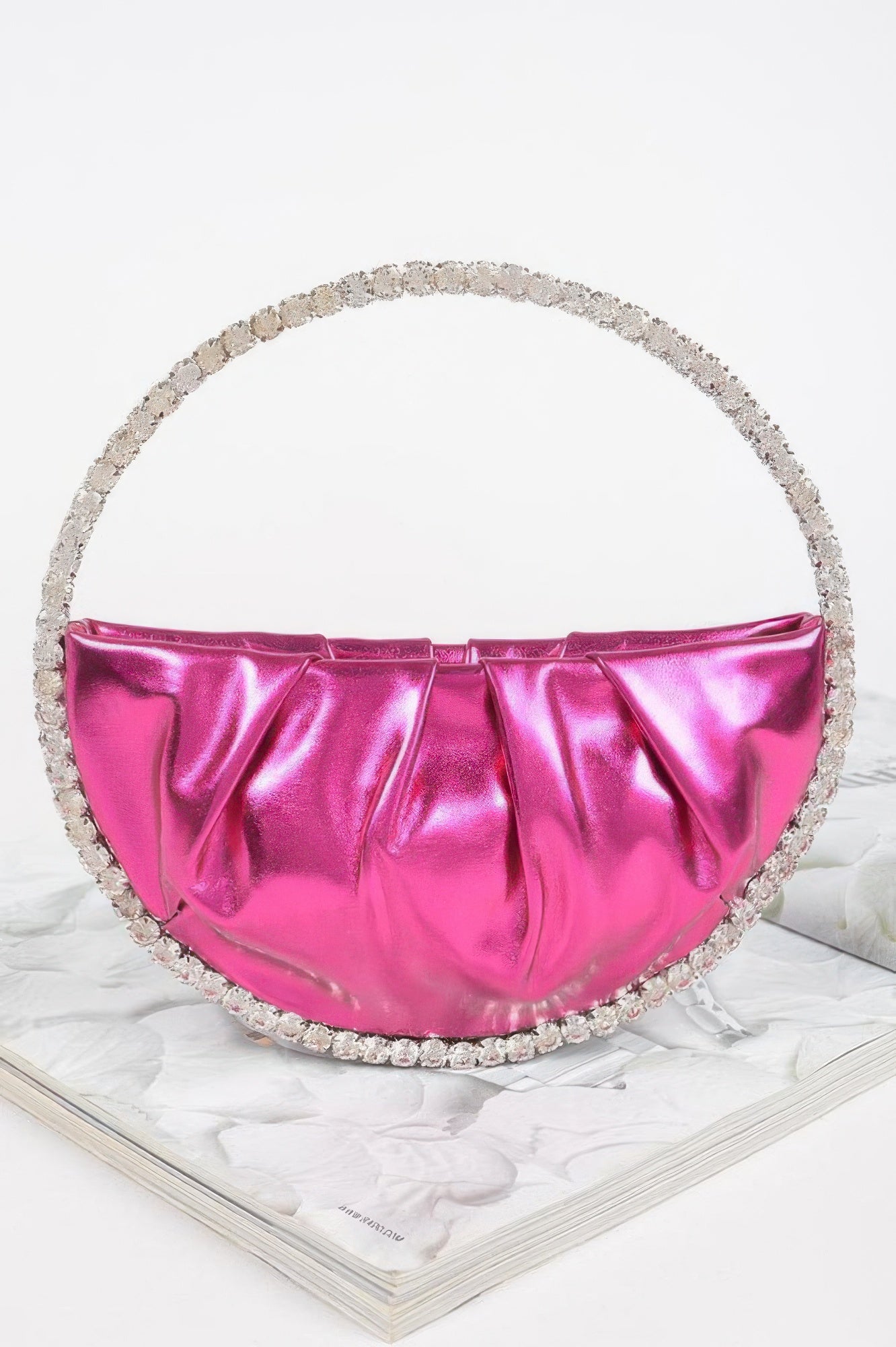 Metallic Luna Bag with stone handle