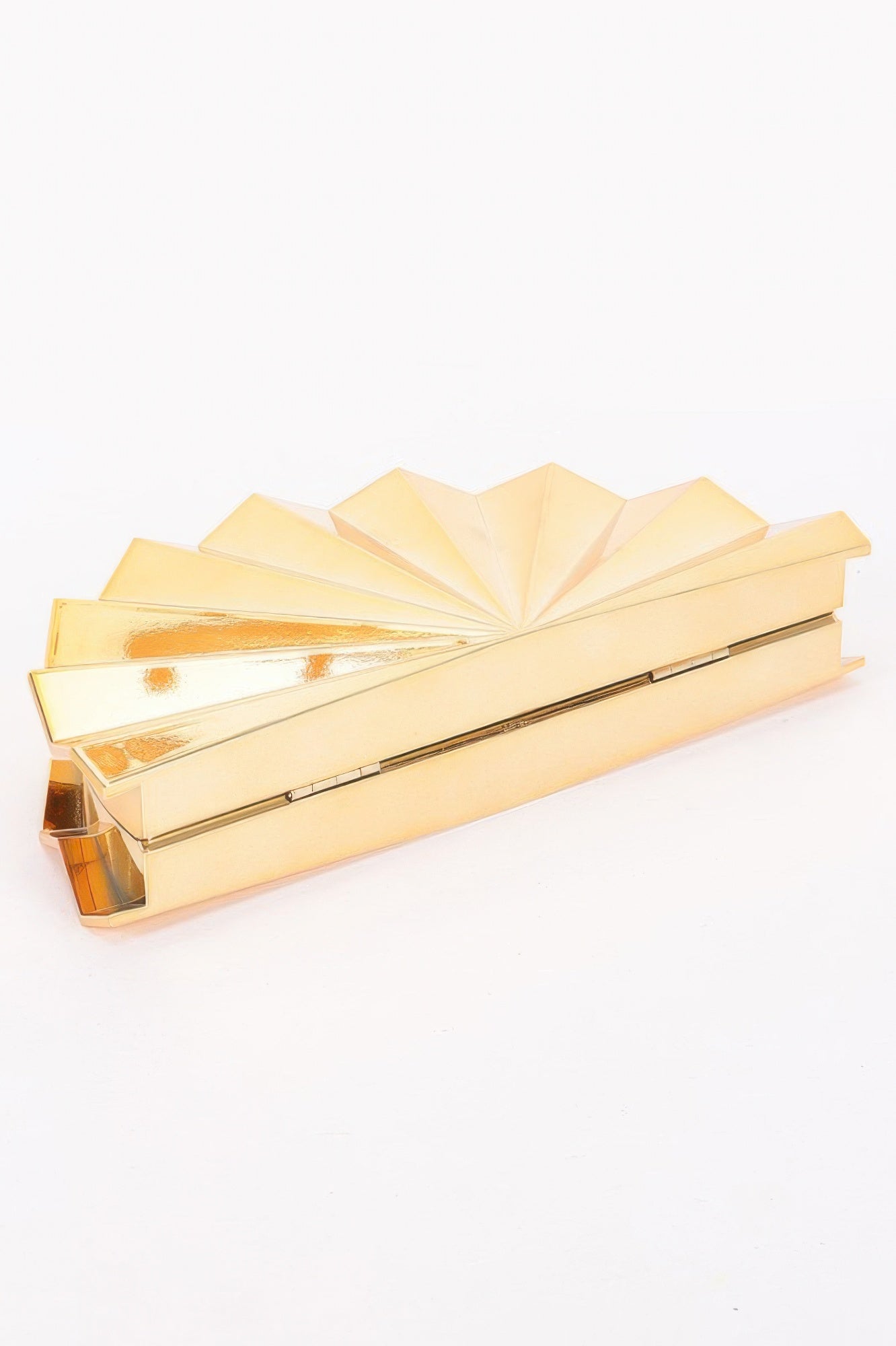 Metallic Acrylic Party Clutch, gold, fan-shaped design
