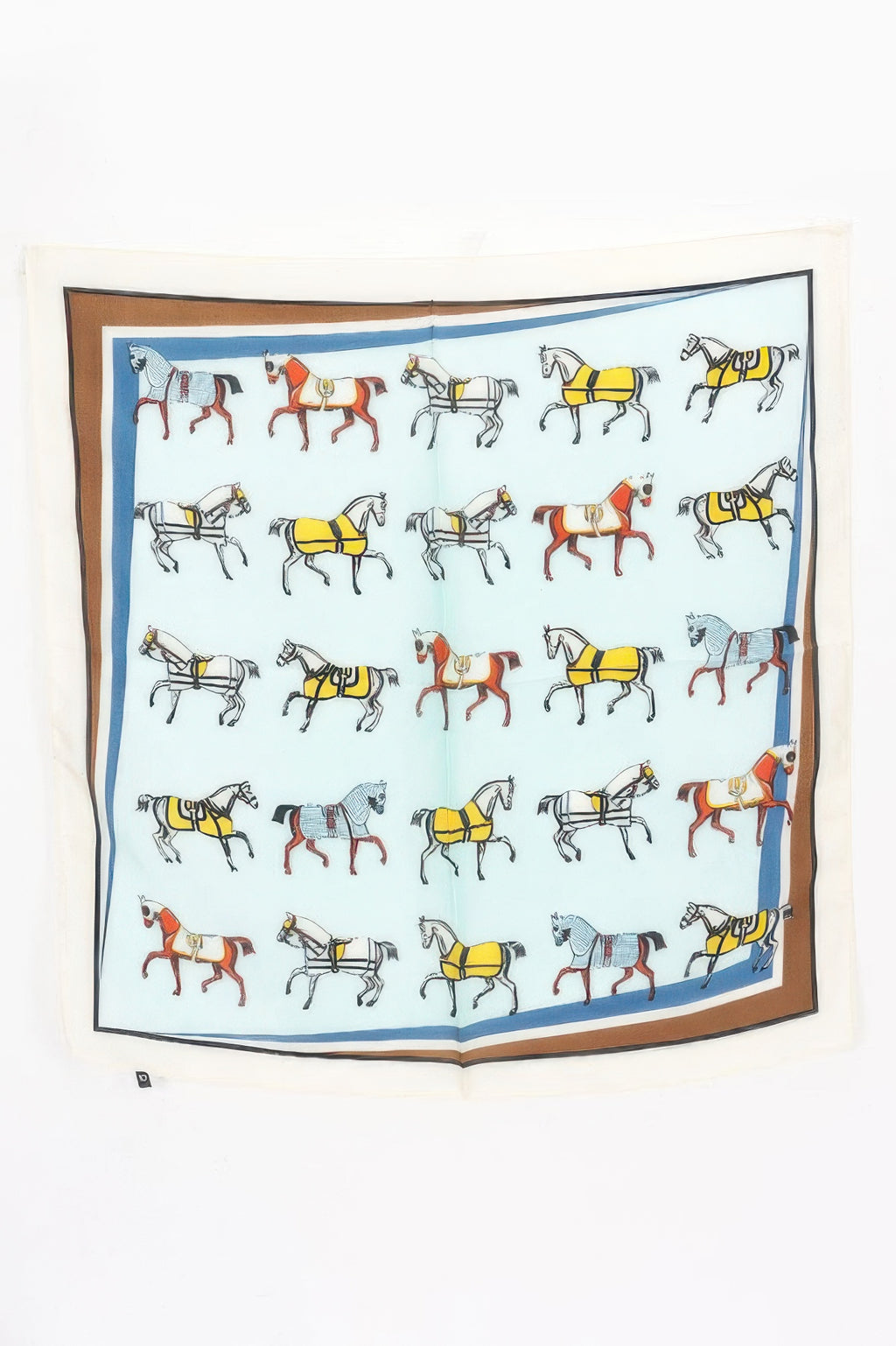 Multi Print Bandana with a pattern of horses in various colors and poses