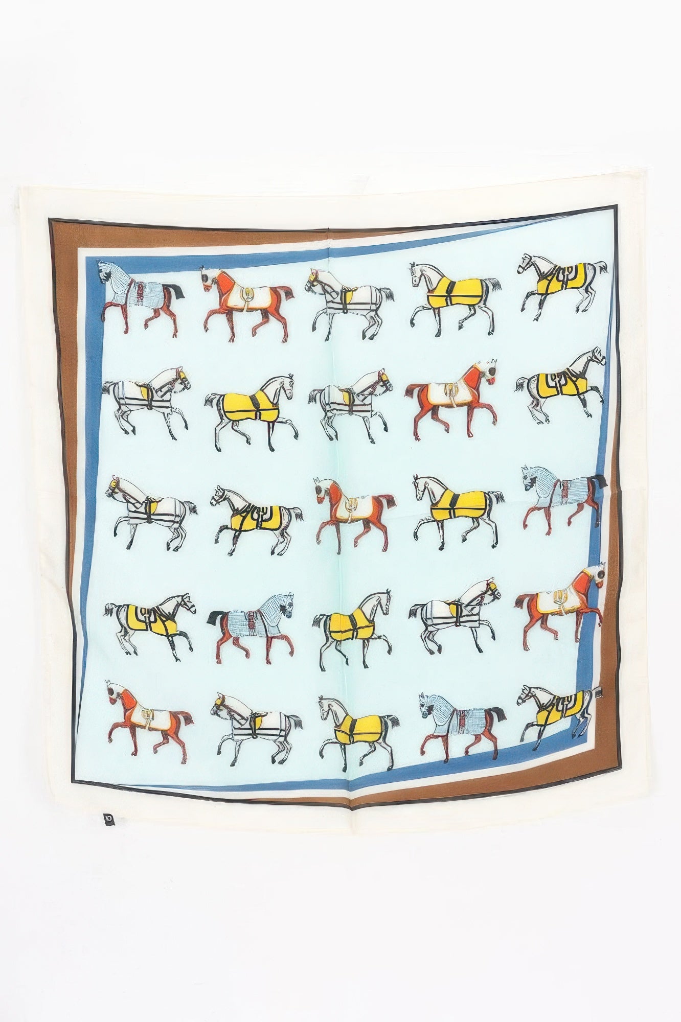 Multi Print Bandana with a pattern of horses in various colors and poses