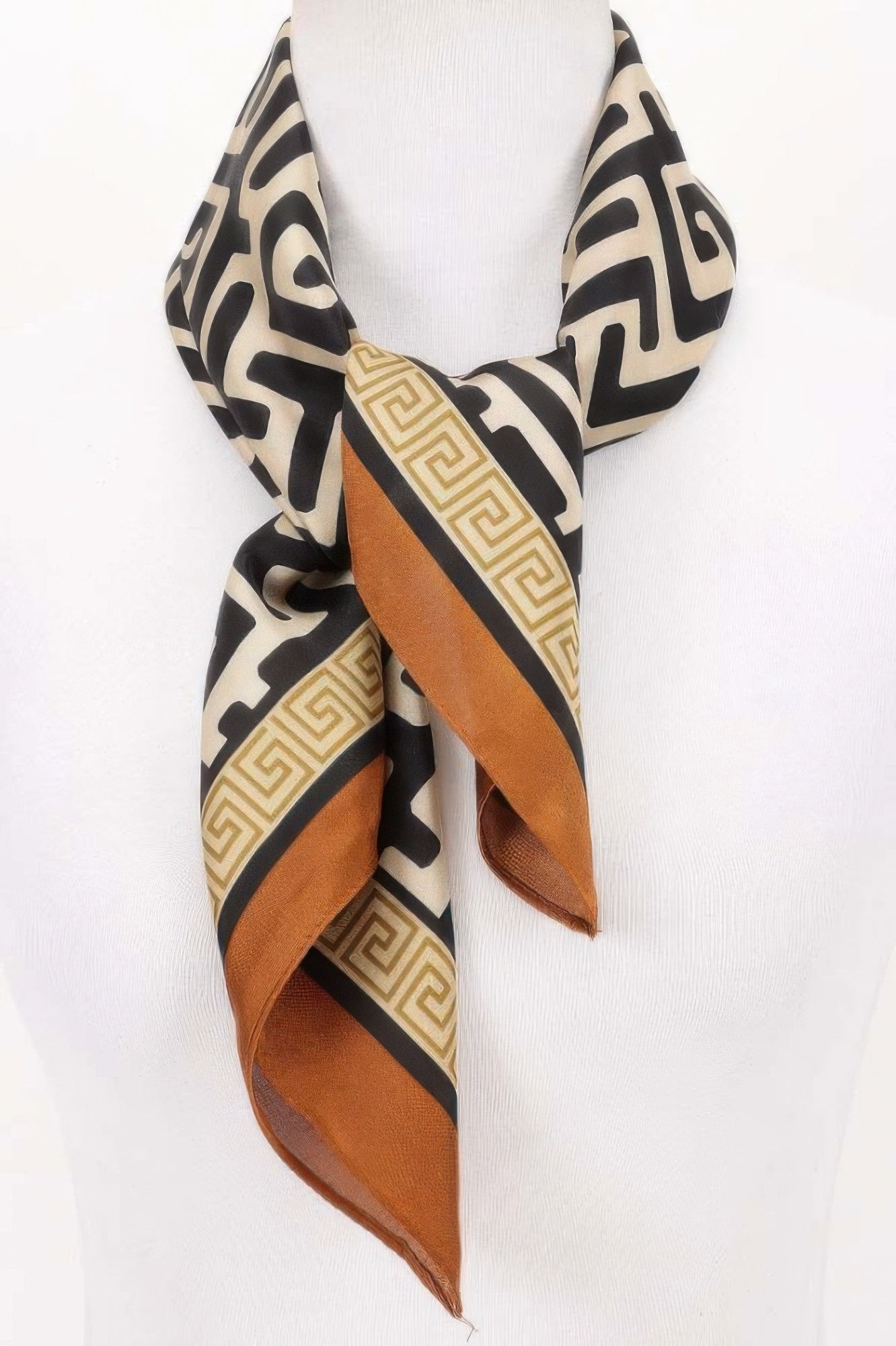 Multi Print Bandana tied around a white mannequin neck