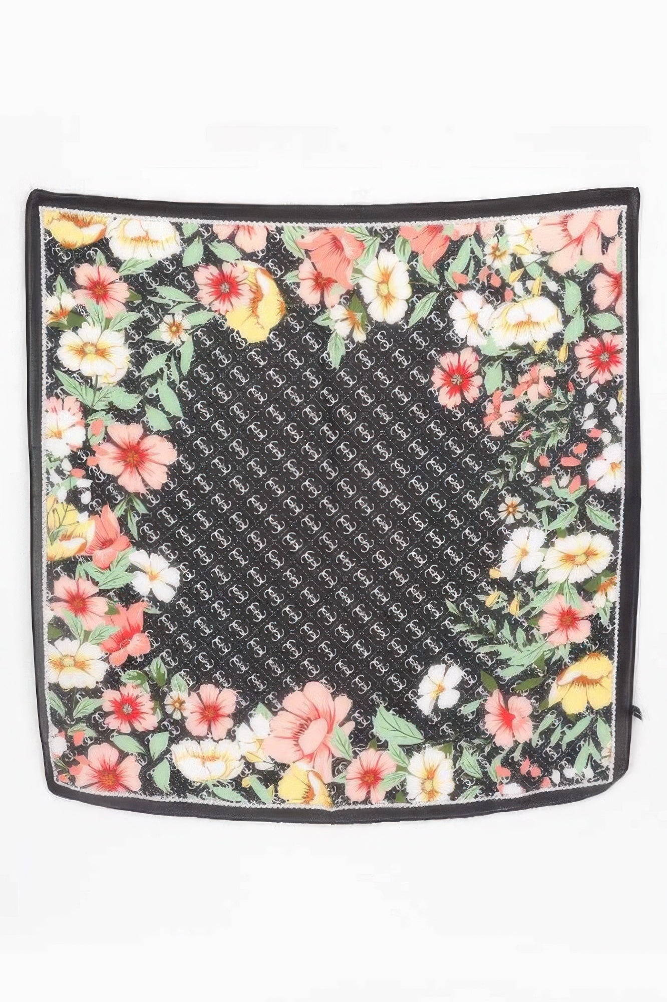 Multi Print Bandana with black background and floral border