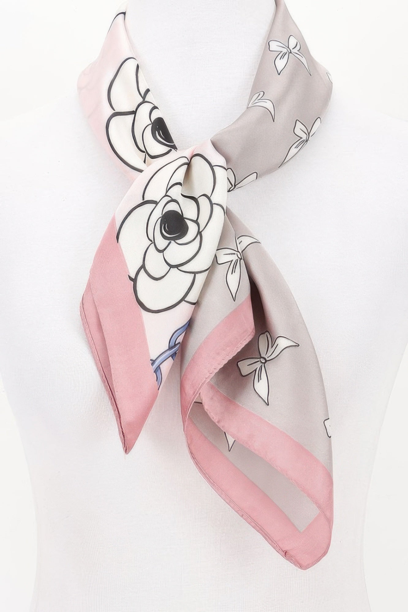 Multi Print Bandana with pink and grey floral and bow patterns