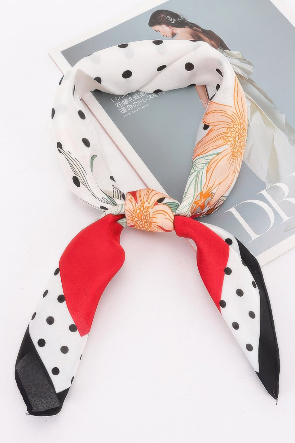 Multi Print Bandana with polka dots, red, and floral patterns