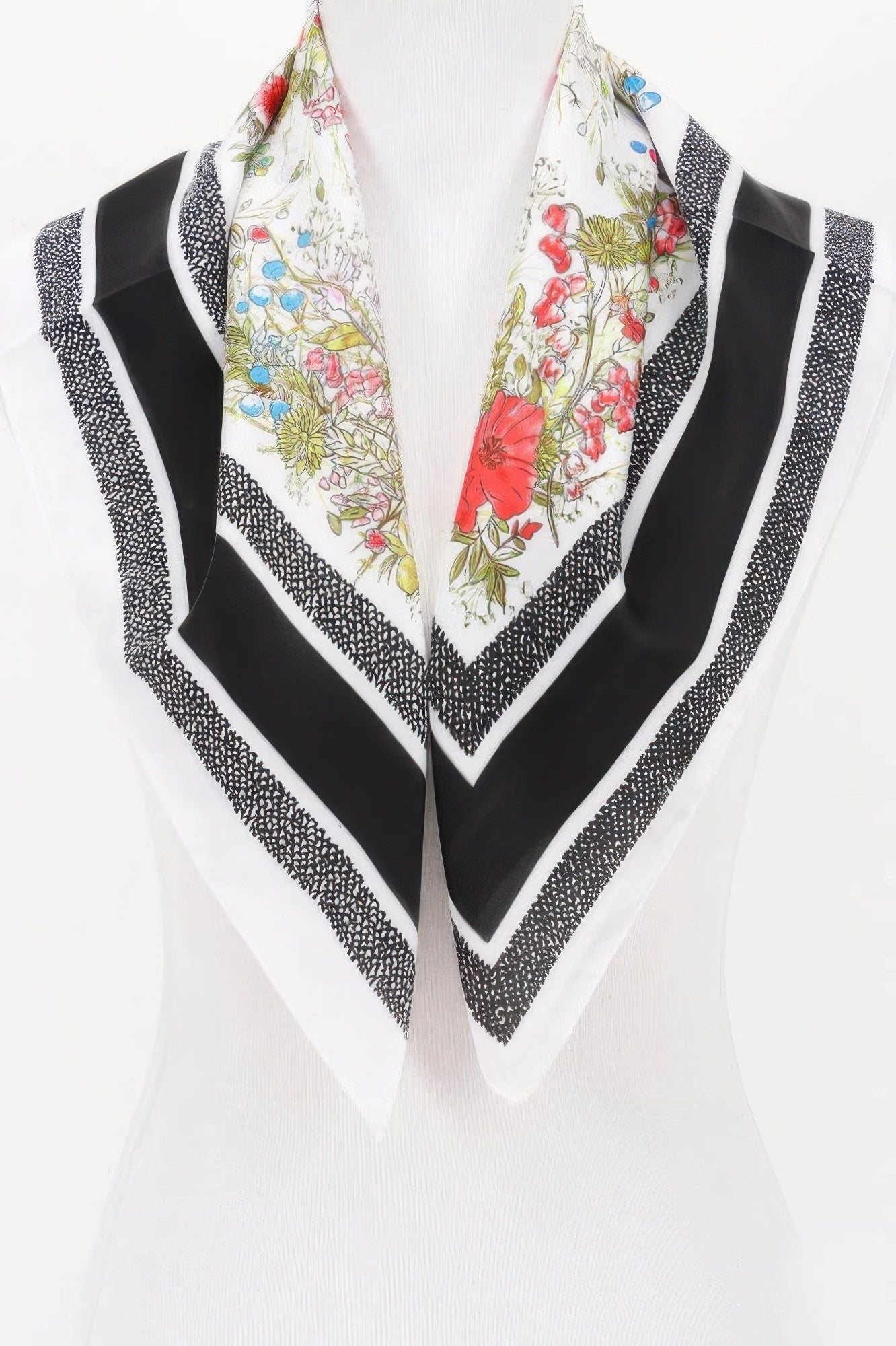 Multi Print Bandana with floral and black and white striped pattern