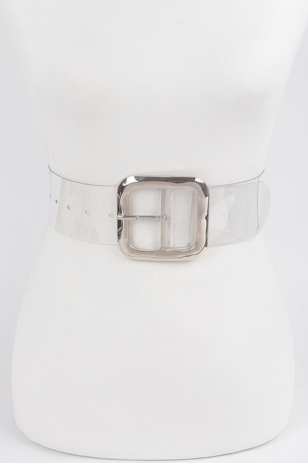 Transparent Metal Buckle Belt on a white mannequin