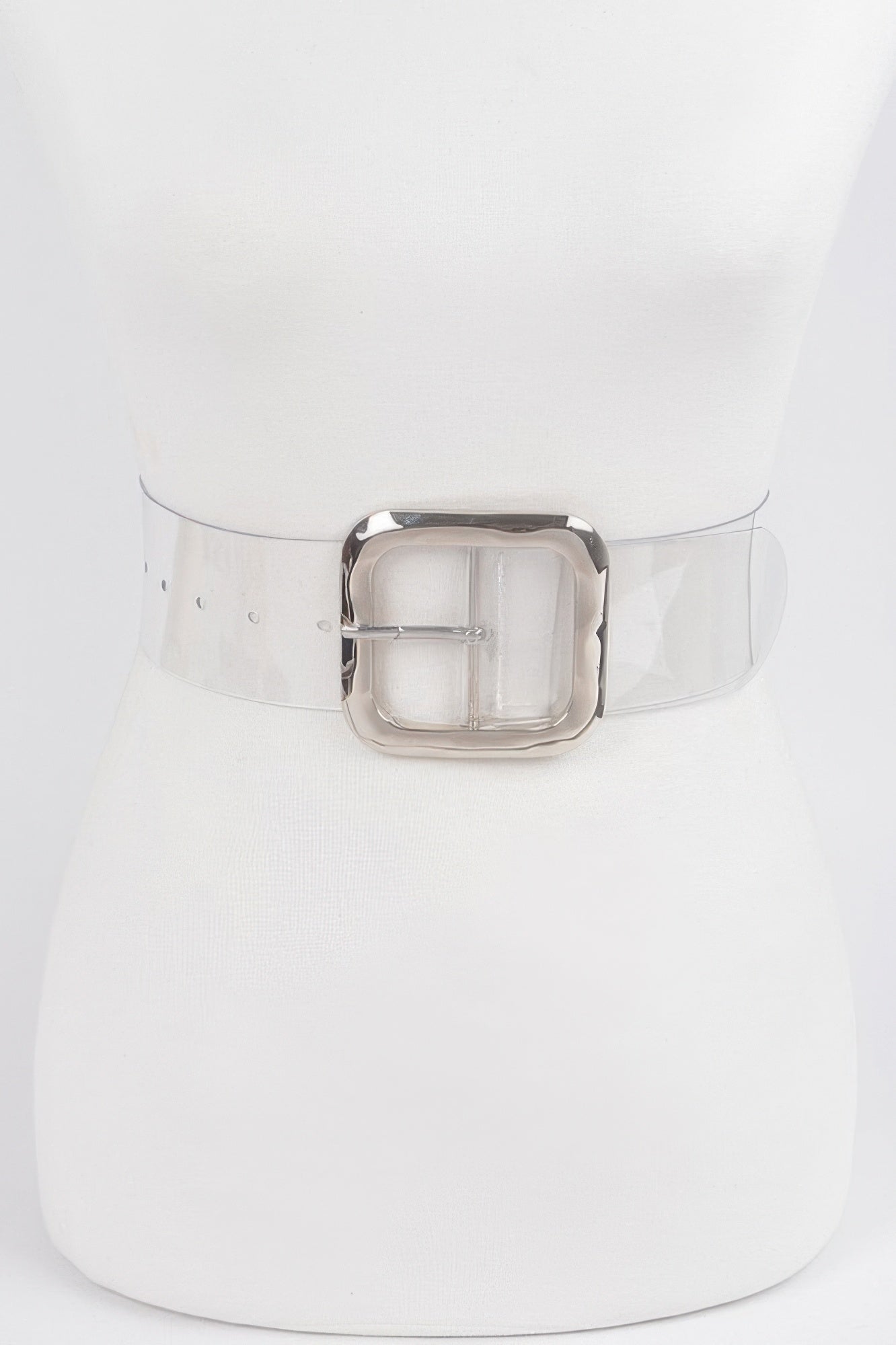 Transparent Metal Buckle Belt on a white mannequin
