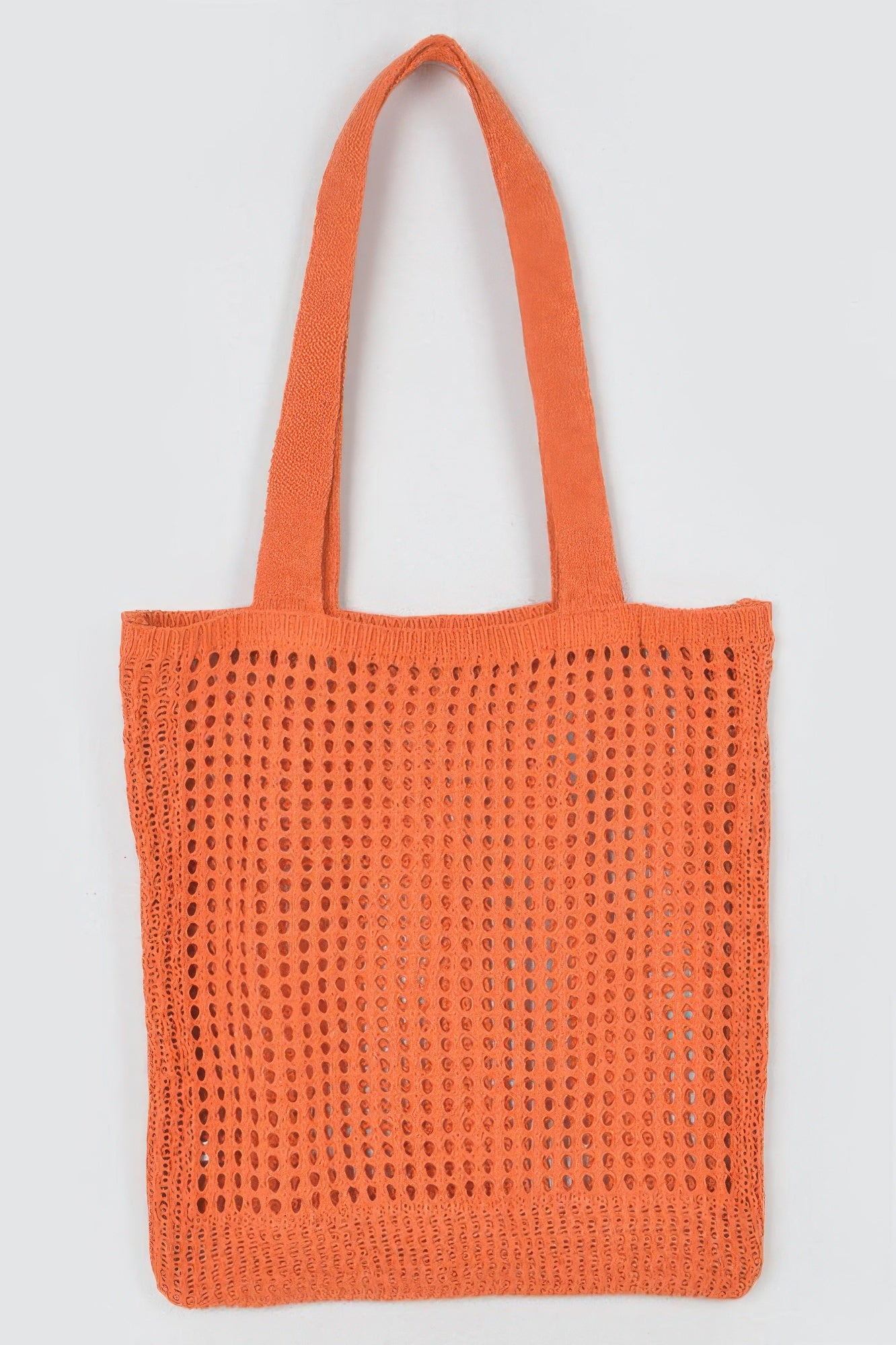 Knitted Tote Bag in orange with a mesh design