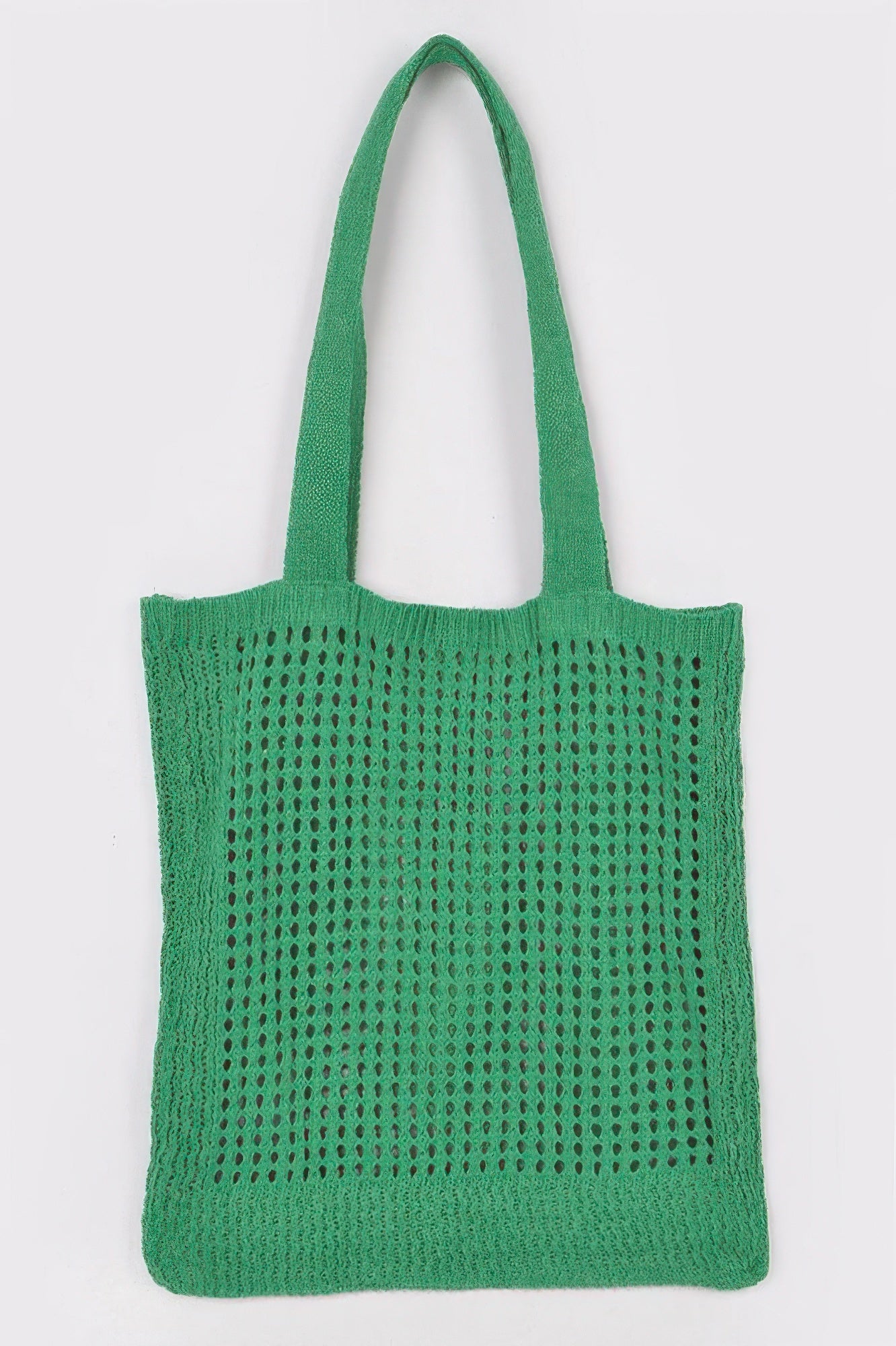 Knitted Tote Bag in green with a loose knit pattern