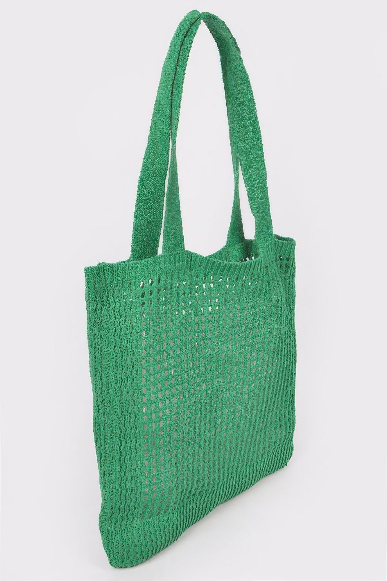 Knitted Tote Bag in green with a loose knit pattern