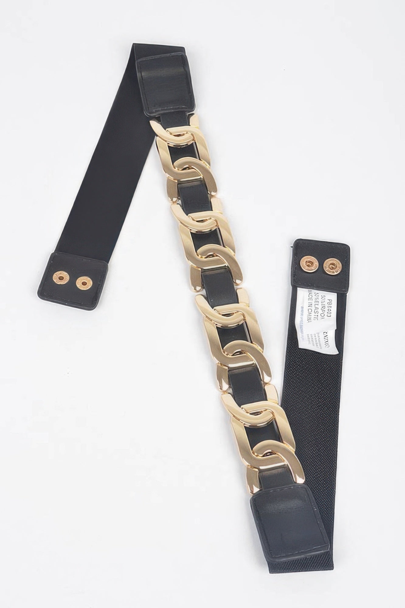 Multi Metal Stretch Belt with gold chain links and black elastic band