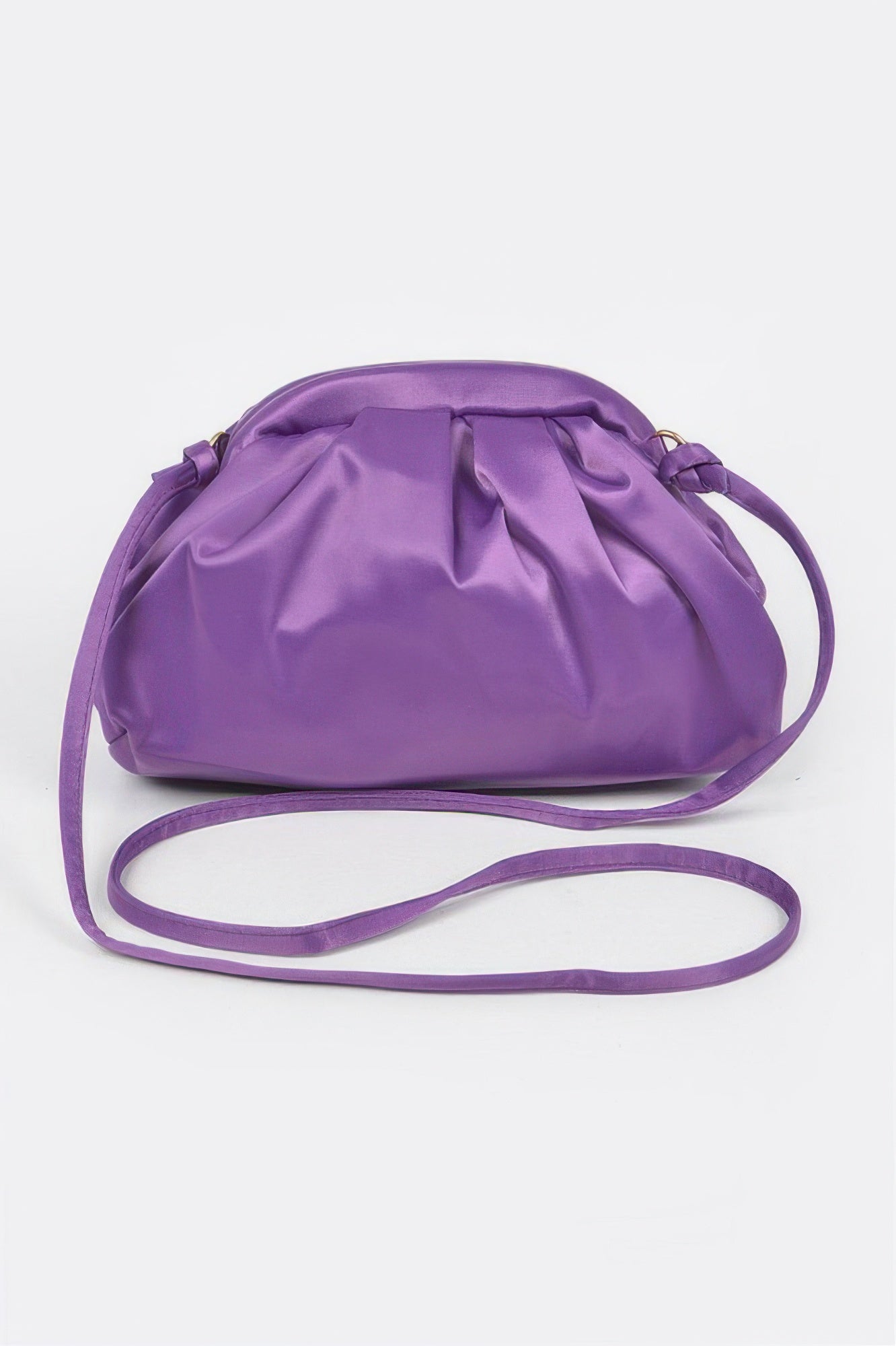 Micro Suede Embossed Clutch Bag in purple with a long shoulder strap