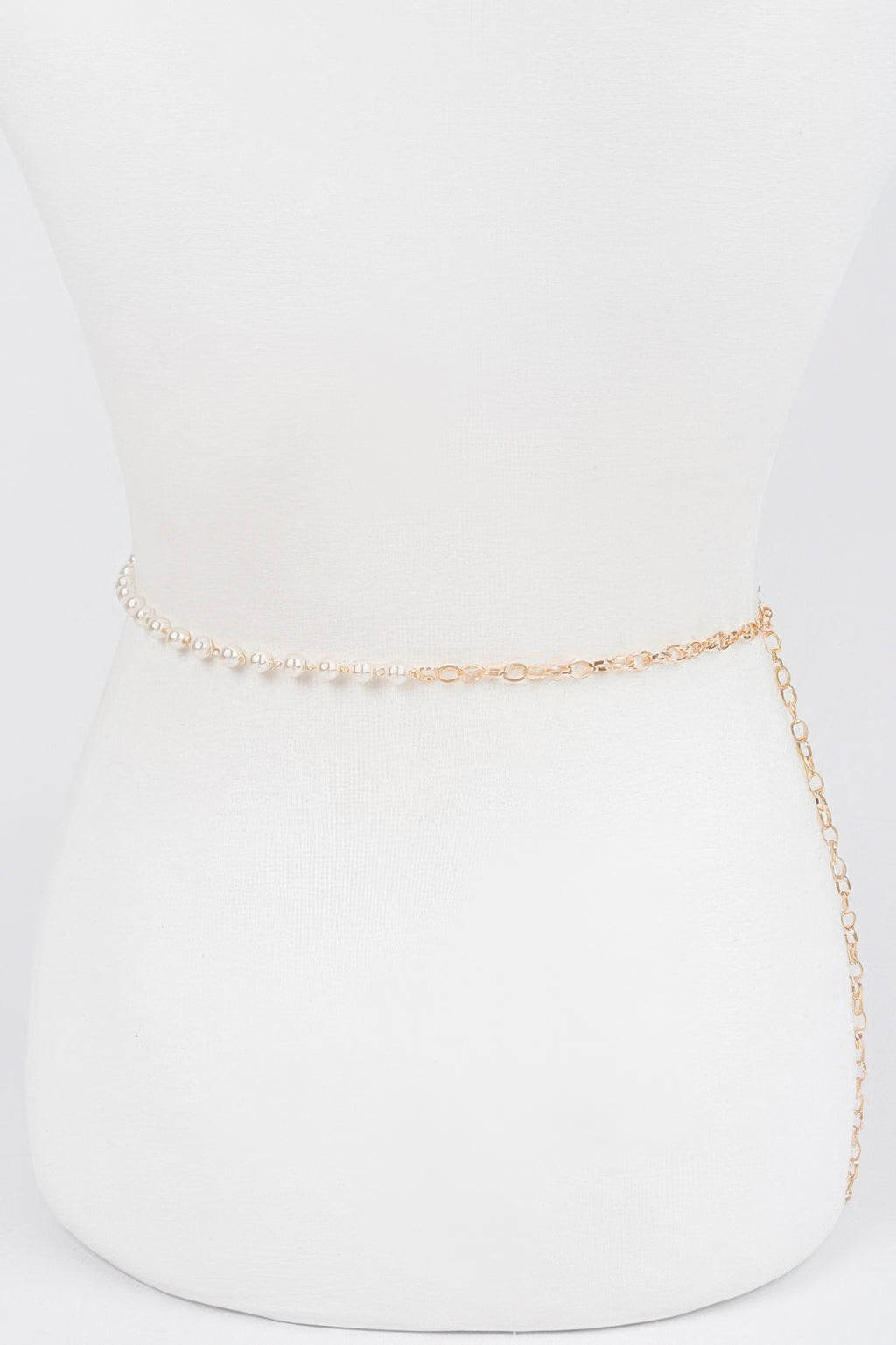 Pearl Layered Chain Belt on a white mannequin