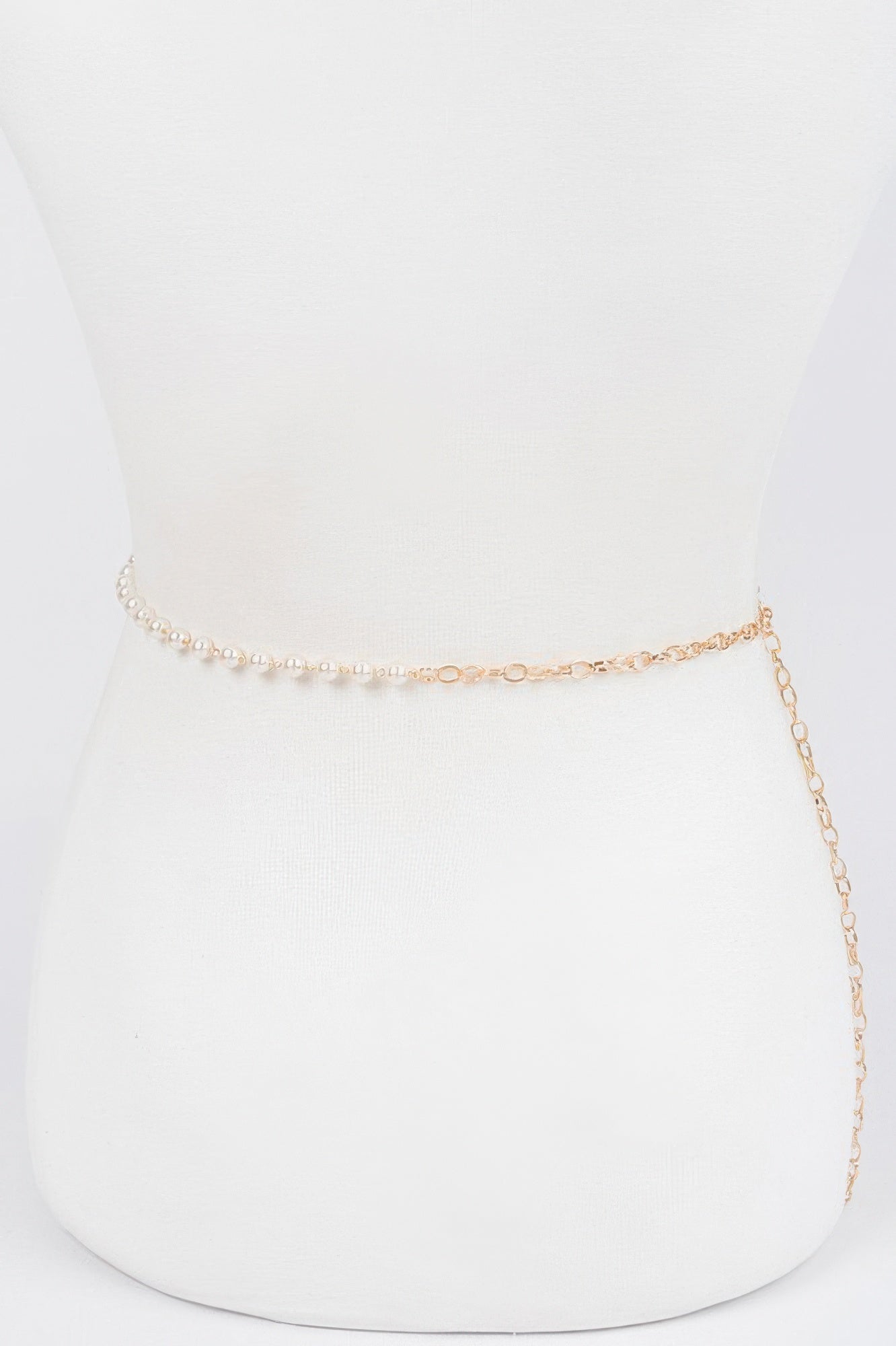 Pearl Layered Chain Belt on a white mannequin