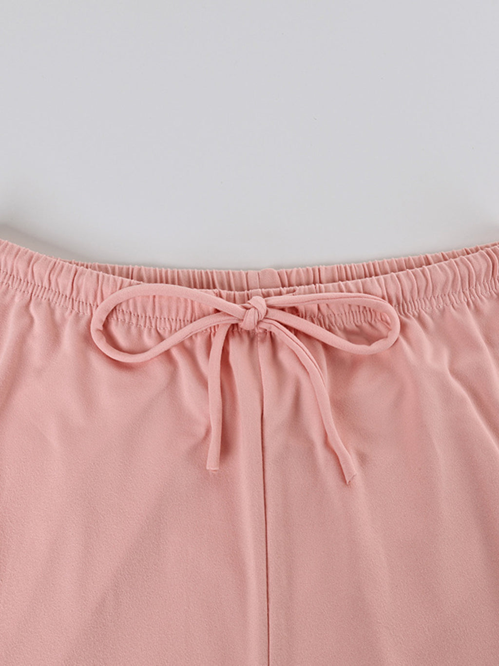 Lace Trim Cami & Pants Lounge Set with pink drawstring waist