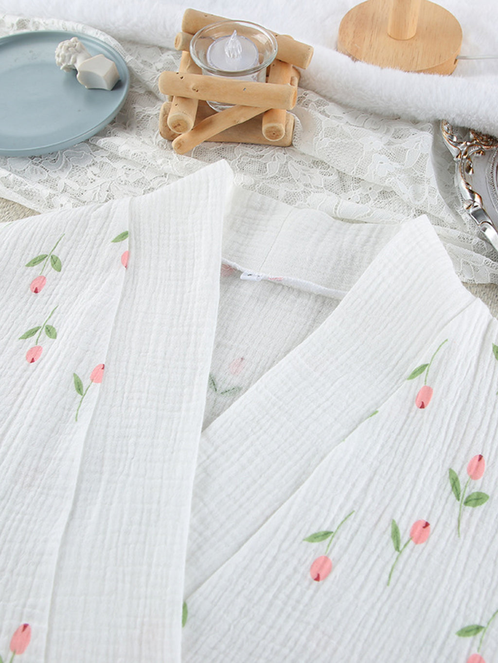 Floral Print Lightweight Lounge Nightgown with pink floral print