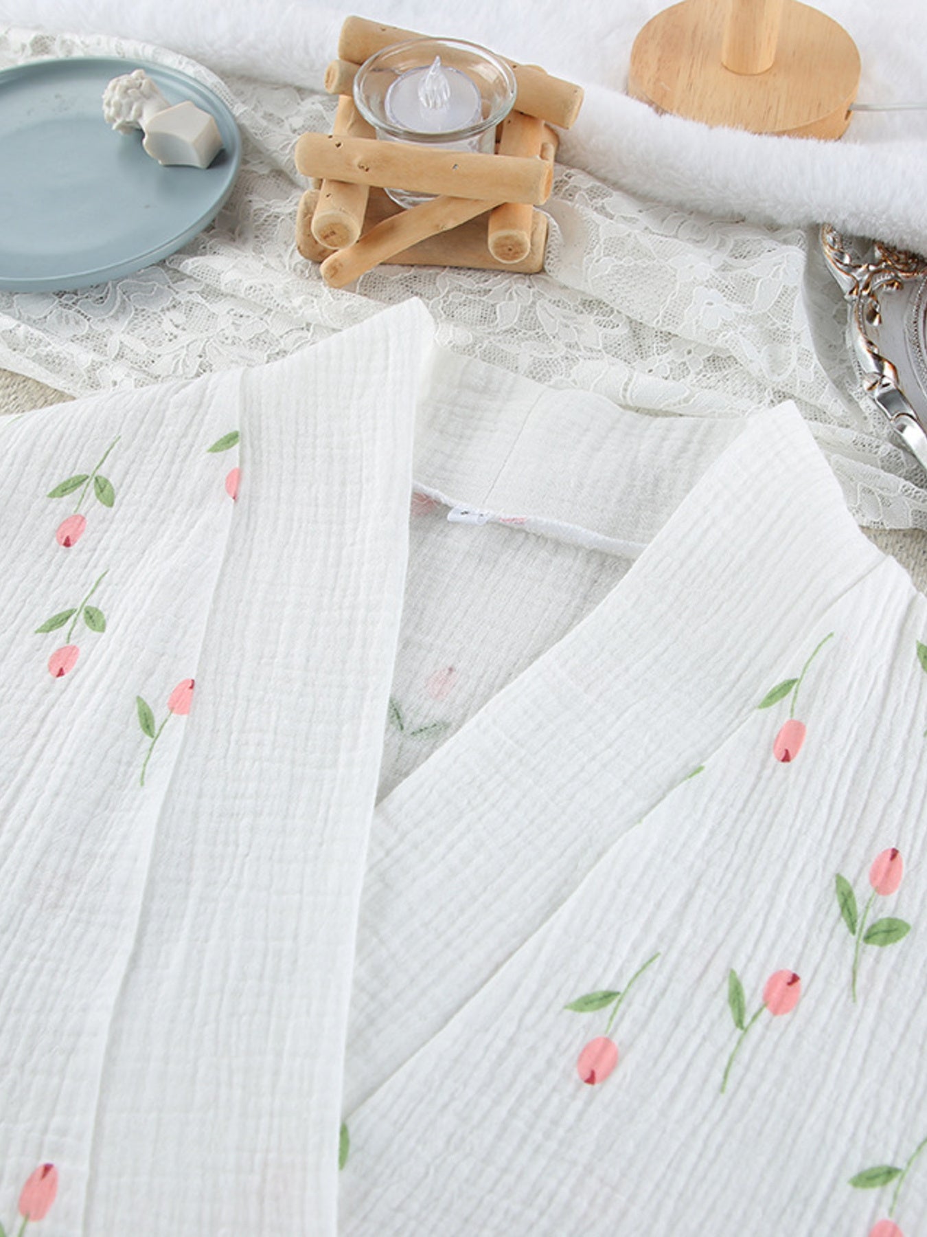 Floral Print Lightweight Lounge Nightgown with pink floral print