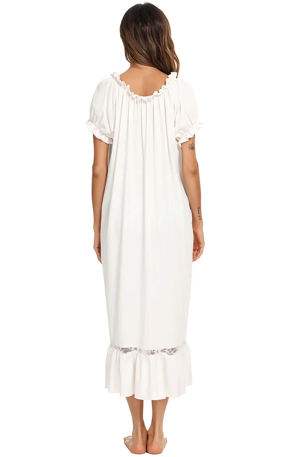 Lace Detail Short Sleeve Lounge Dress, back view