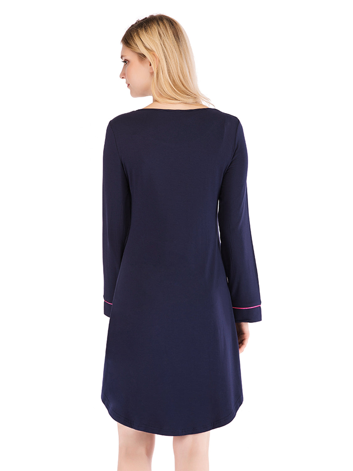 Round Neck Night Dress with Pocket, back view