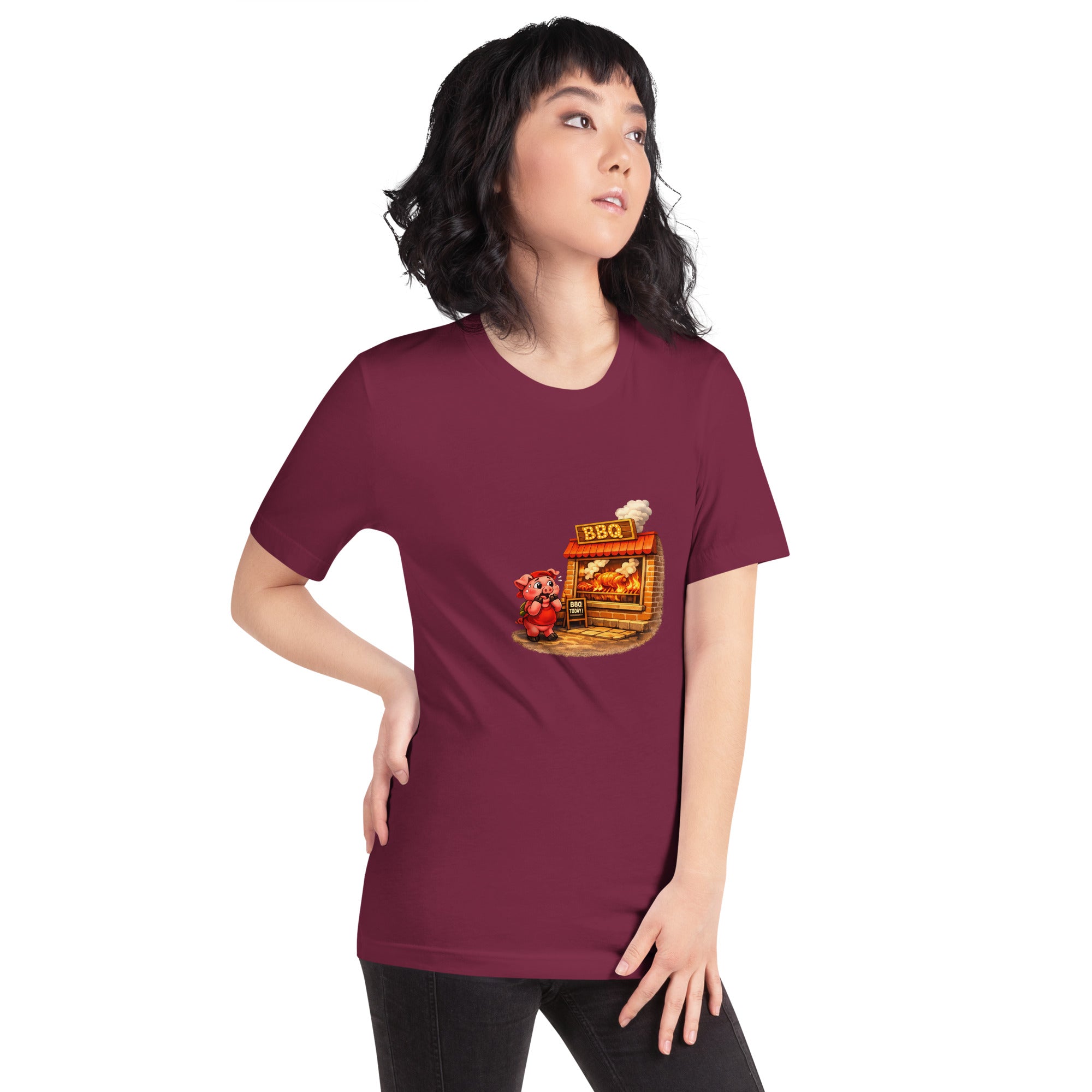Pig & BBQ Graphic Tee on a model